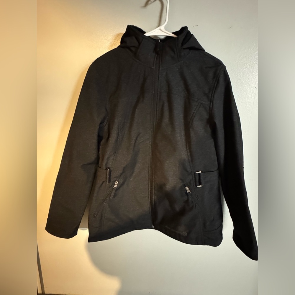 Free Country‎ Hooded Black water resistant fur like lining Jacket Size large